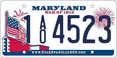 MD license plate 1AO4523