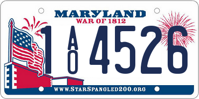 MD license plate 1AO4526