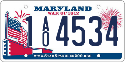 MD license plate 1AO4534