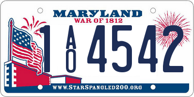 MD license plate 1AO4542