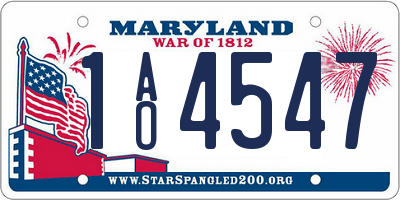 MD license plate 1AO4547
