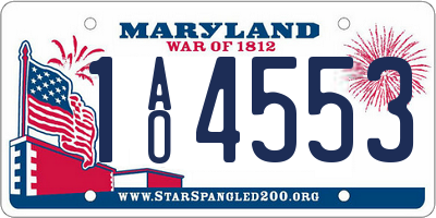 MD license plate 1AO4553