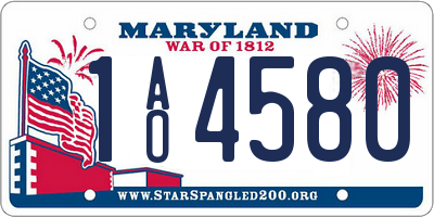 MD license plate 1AO4580