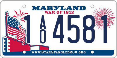 MD license plate 1AO4581
