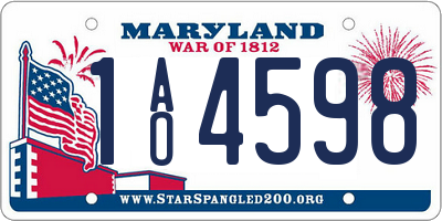 MD license plate 1AO4598