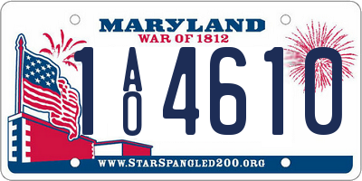 MD license plate 1AO4610