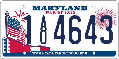 MD license plate 1AO4643