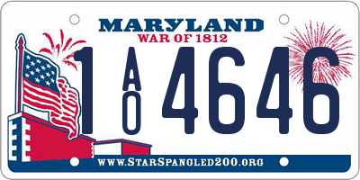MD license plate 1AO4646