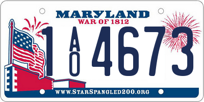MD license plate 1AO4673