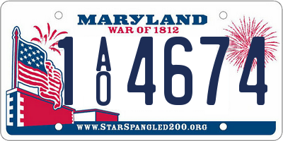 MD license plate 1AO4674