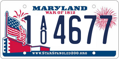 MD license plate 1AO4677