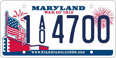 MD license plate 1AO4700