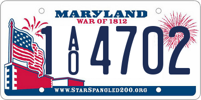 MD license plate 1AO4702