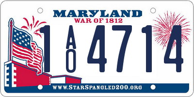 MD license plate 1AO4714