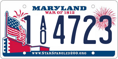 MD license plate 1AO4723