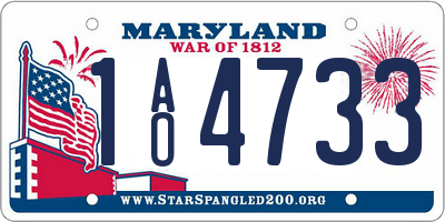 MD license plate 1AO4733