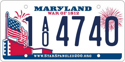 MD license plate 1AO4740