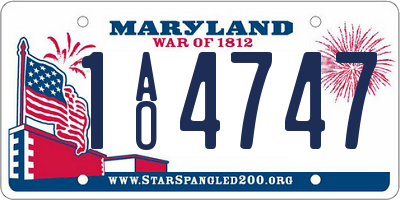 MD license plate 1AO4747