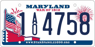 MD license plate 1AO4758