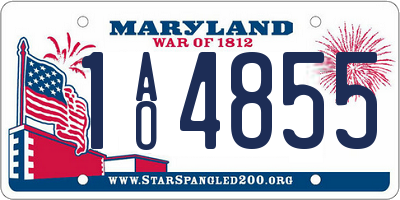 MD license plate 1AO4855
