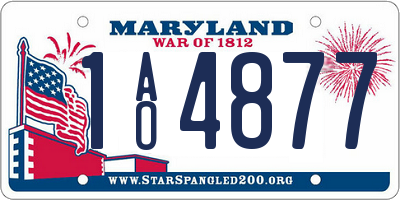 MD license plate 1AO4877