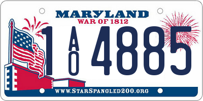 MD license plate 1AO4885