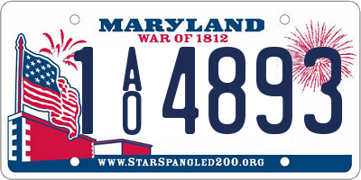 MD license plate 1AO4893