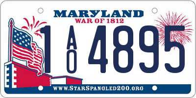 MD license plate 1AO4895
