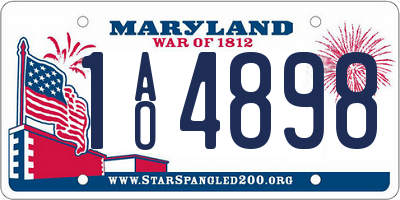 MD license plate 1AO4898
