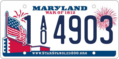 MD license plate 1AO4903