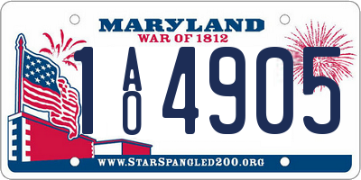 MD license plate 1AO4905