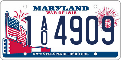 MD license plate 1AO4909