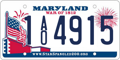 MD license plate 1AO4915