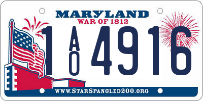 MD license plate 1AO4916