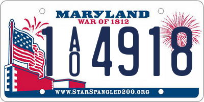 MD license plate 1AO4918