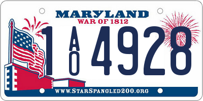 MD license plate 1AO4928