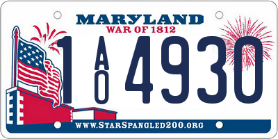 MD license plate 1AO4930