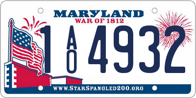 MD license plate 1AO4932