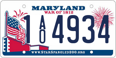 MD license plate 1AO4934