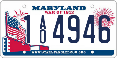 MD license plate 1AO4946