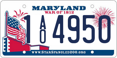 MD license plate 1AO4950