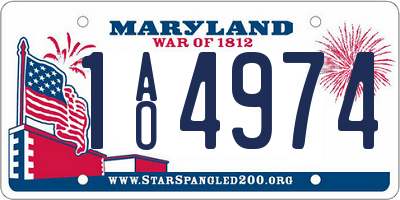MD license plate 1AO4974