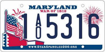 MD license plate 1AO5316