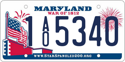 MD license plate 1AO5340