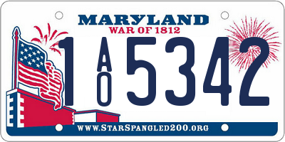 MD license plate 1AO5342
