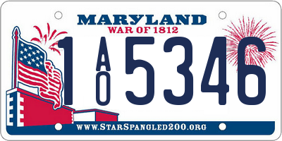 MD license plate 1AO5346