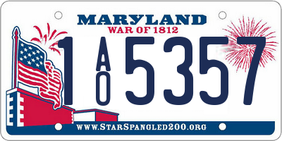 MD license plate 1AO5357