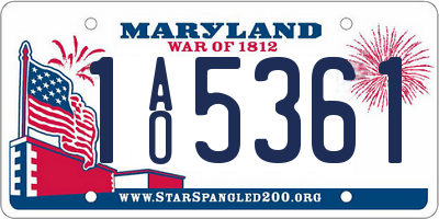 MD license plate 1AO5361