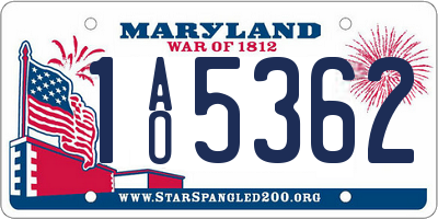 MD license plate 1AO5362