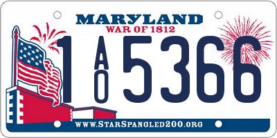 MD license plate 1AO5366